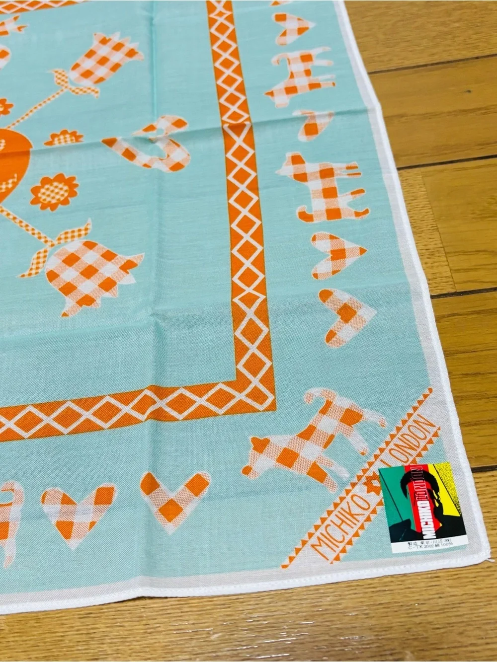 Michiko London Multicolor 100% Cotton Handkerchief/Bandana/Scarf size 45cm 18”